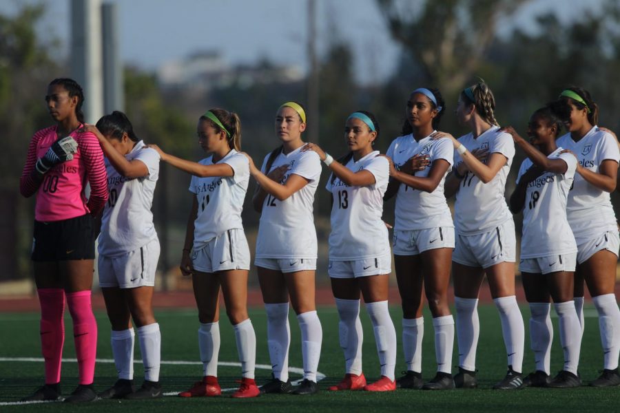 Cal state LA Golden Eagles girls lineup prior at the start of the game