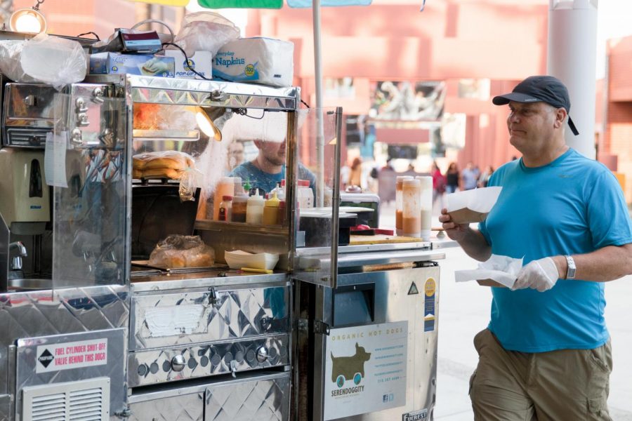 Food such as organic hot dogs are one of the few options at the 323 Market-2.