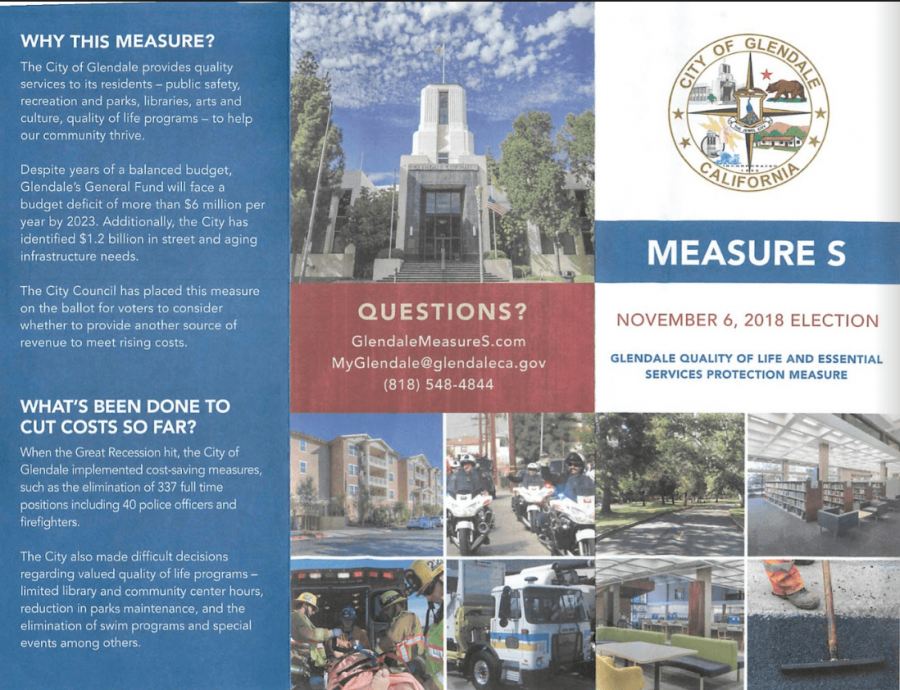 A brochure detailing the city of Glendale, contact them over on myglendale@glendaleca.gov or call at (818)548-4844