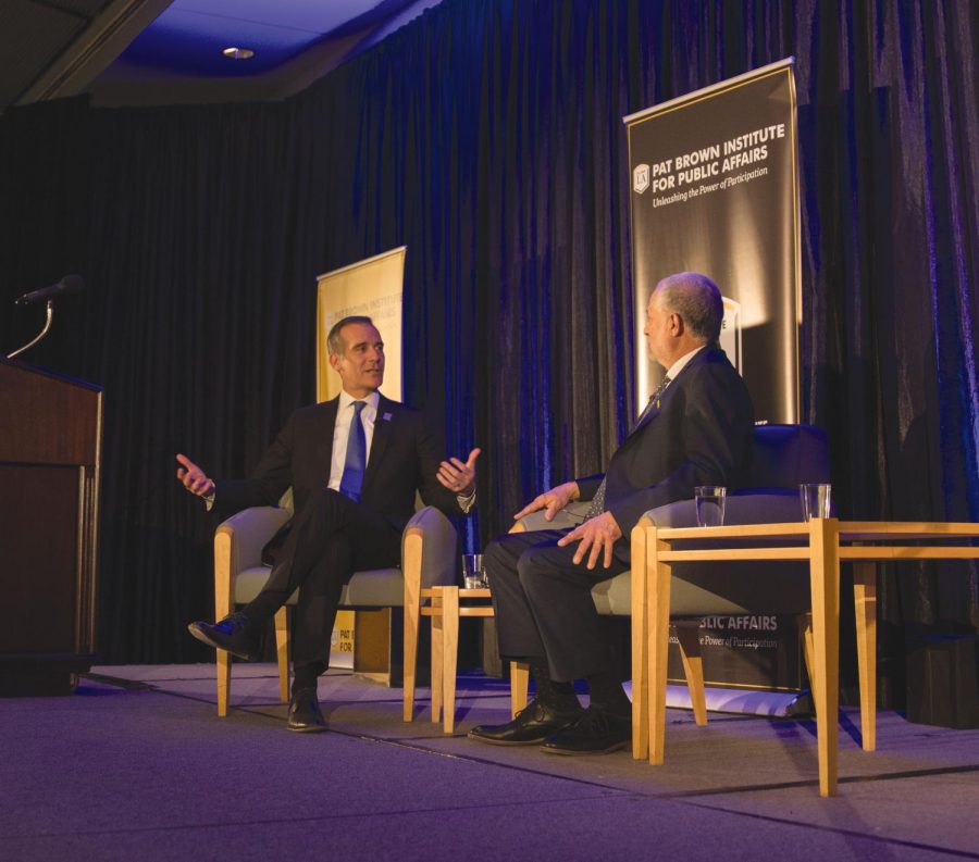 Eric Garcetti talks about a potential 2020 presidential run. Photo by Brian Delgado