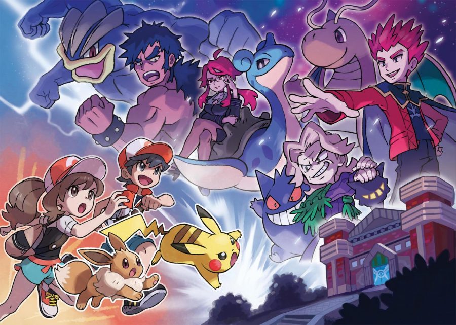 Picture of Pokemon trainers with pikachu and fighting against other Pokemon