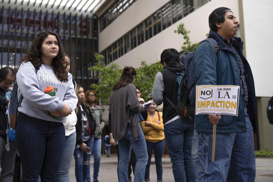 Students and staff in attendance of the rally against impaction that was held at the Golden Eagle Statue last Wednesday.