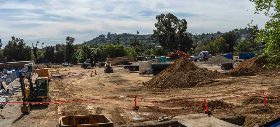 The in progress construction of Cal State L.A.'s new housing building is expected to open by Fall 2021. 