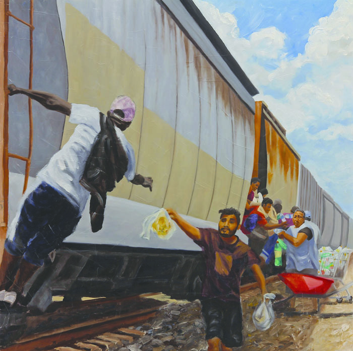 Picture of De la serie de pinturas Mujeres Luz y Caravana Migrante Claudio Talavera