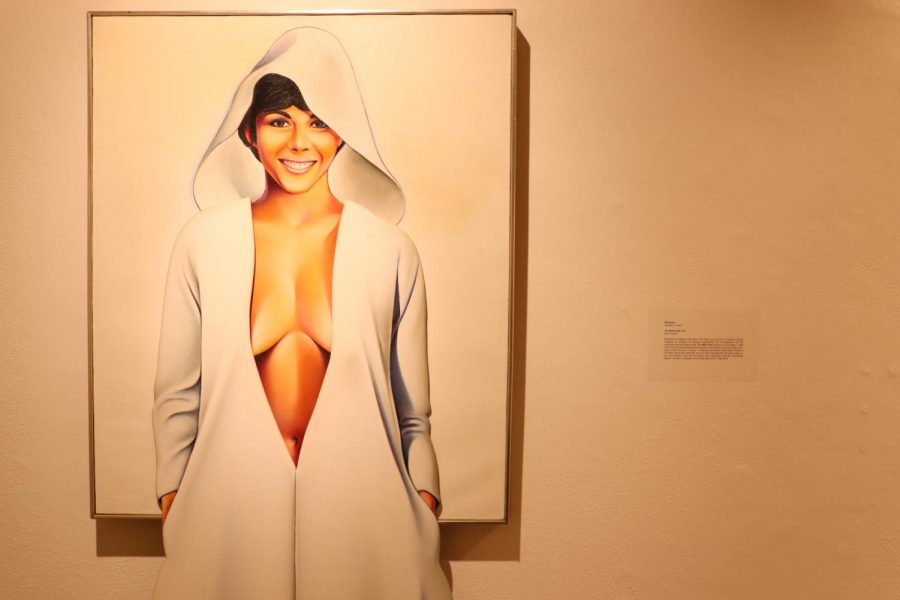 The White Hood by Mel Ramos on display at the Fine Arts Gallery