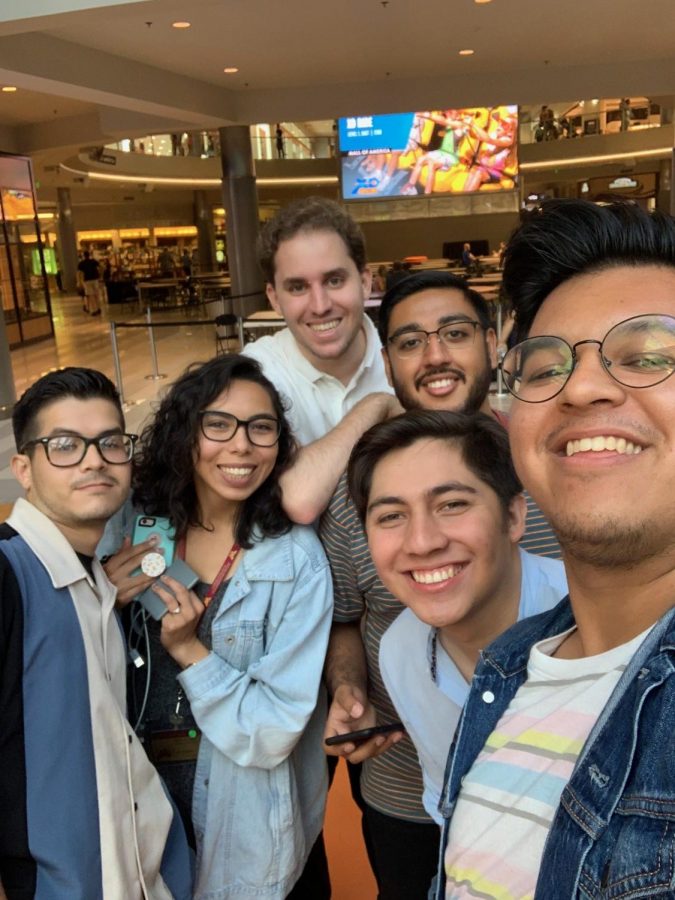 All the editors group up for a selfie while visiting the Mall of America on the second to last day of the College Media Workshop. From left to right, Issac Gutierrez (copy editor), Marisa Vazquez(editor in chief), Adrian Bennett de Avila (sports editor), Brennan Hernandez (production manager), Joshua Letona (reporter), and Brian Delgado (Photo editor).