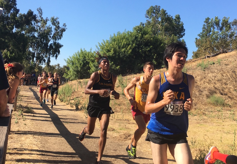 Mens cross country 8k run at the Biola Invitational in Craig Regional Park.