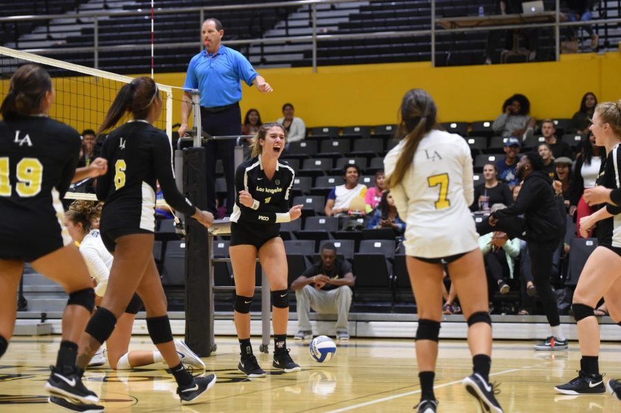 Cal State LA volleyball defeated Cal State San Marcos in a 3-0 sweep.