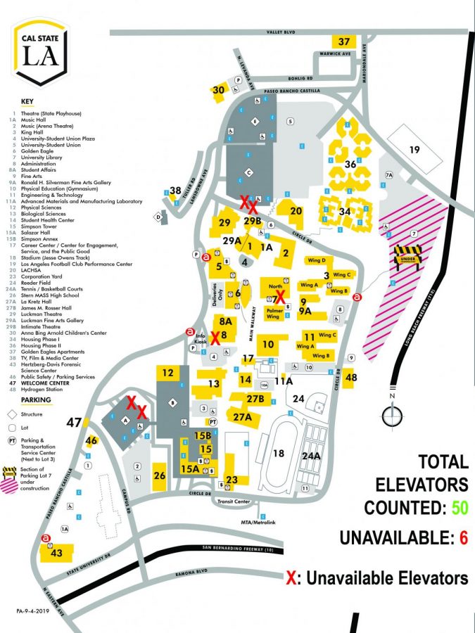 Cal State La Campus Map Unavailable Elevators Cause Issues For Cal State La Students – University  Times