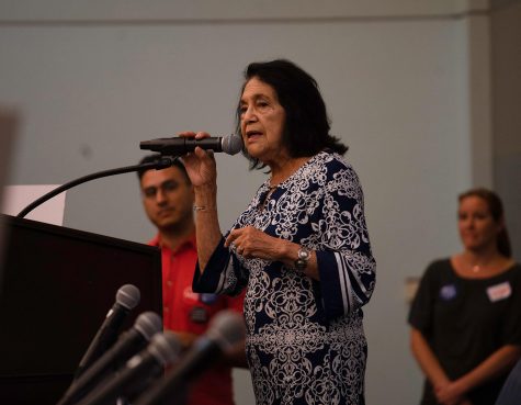 Dolores Huerta speaks last after the panel to discuss about the importance of the upcoming 2020 census and how it may affect Hispanics.
