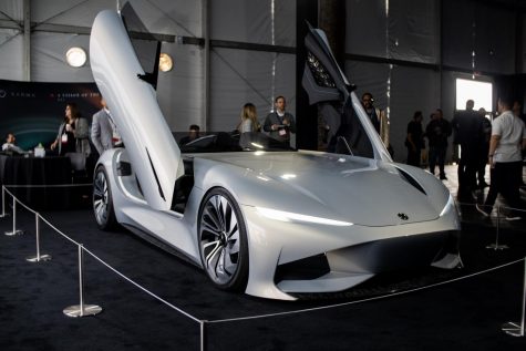 Karma’s new concept vehicle “Vision” is purely electric posting 1050 hp and reportedly has a 350 mile travel on a single charge.