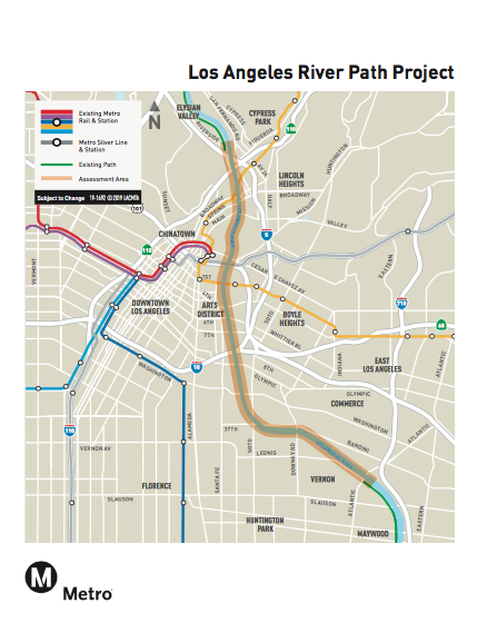 A 2018 map of the area being evaluated for the river path.