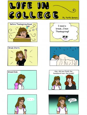 Comic by Aprille Zenteno about life in college