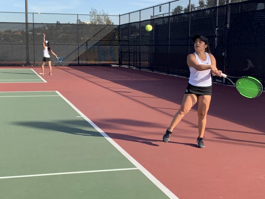 Cal State LA Junior, Chelsey Ruiz, plays against the Concordia-Irvine Eagles at Cal State LA’s Billie Jean King Sports Complex.