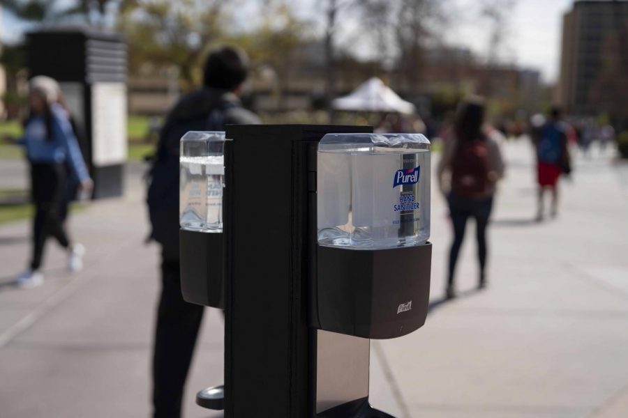 At the start of week 8, hand sanitizer stations arrive all over campus for precautions against Coronavirus