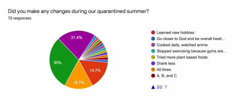 Google survey answers about changes made by students pictured in a graph.