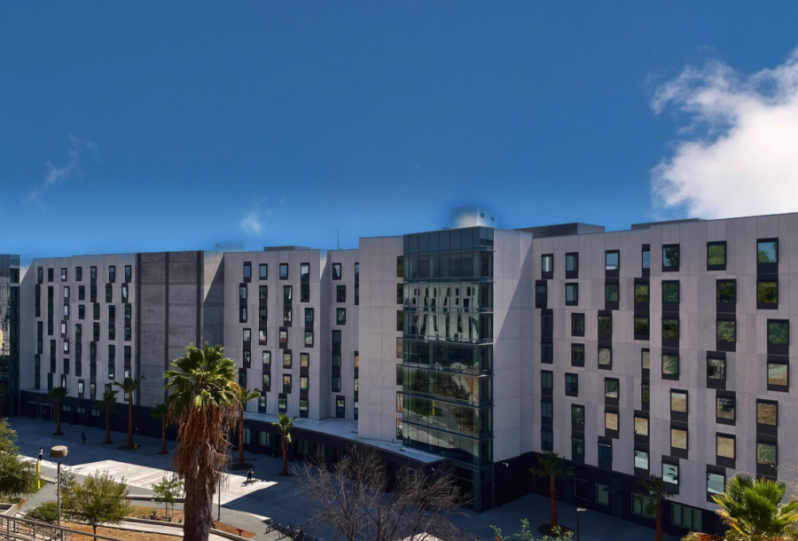 Image shows Cal State LA dorms.