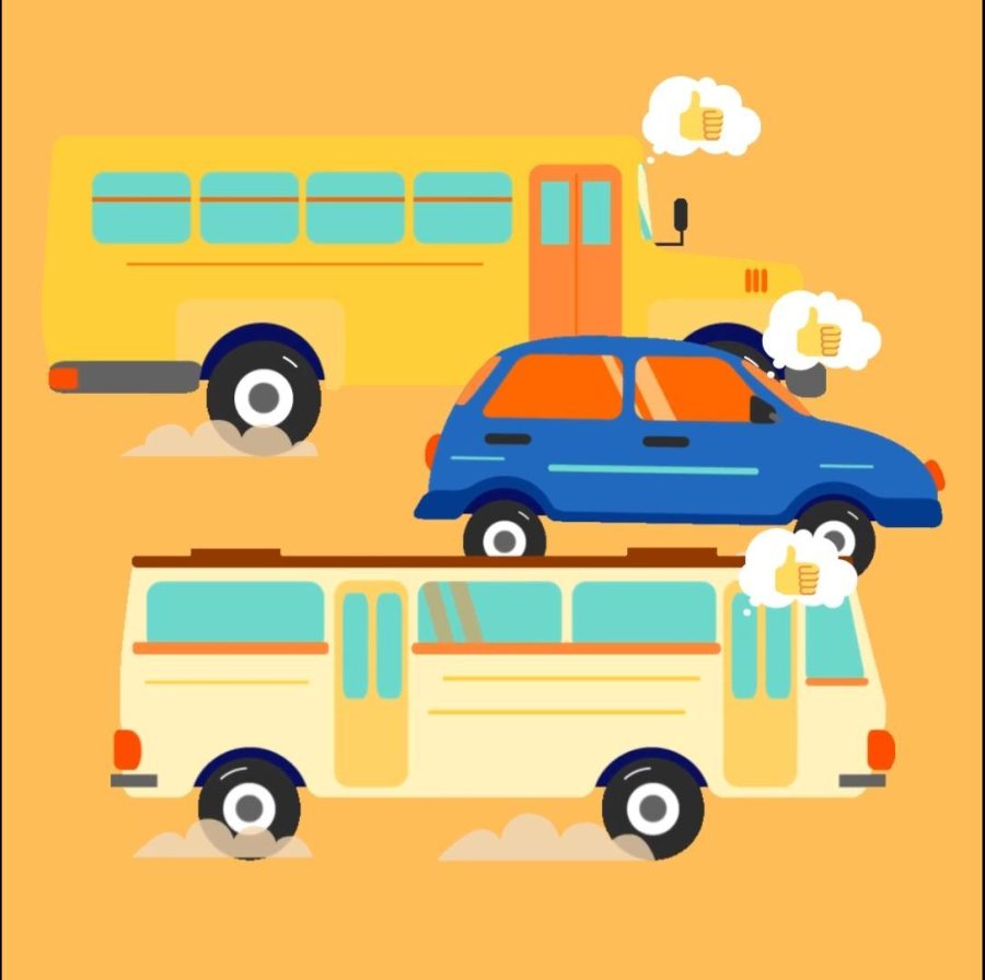 Illustration+of+a+bus%2C+car+and+school+bus.