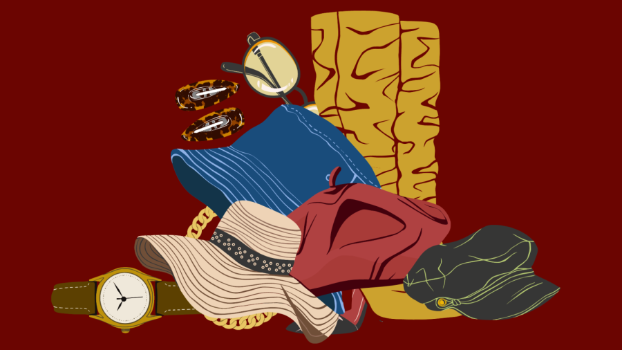 a graphic of fashion hats and clothes