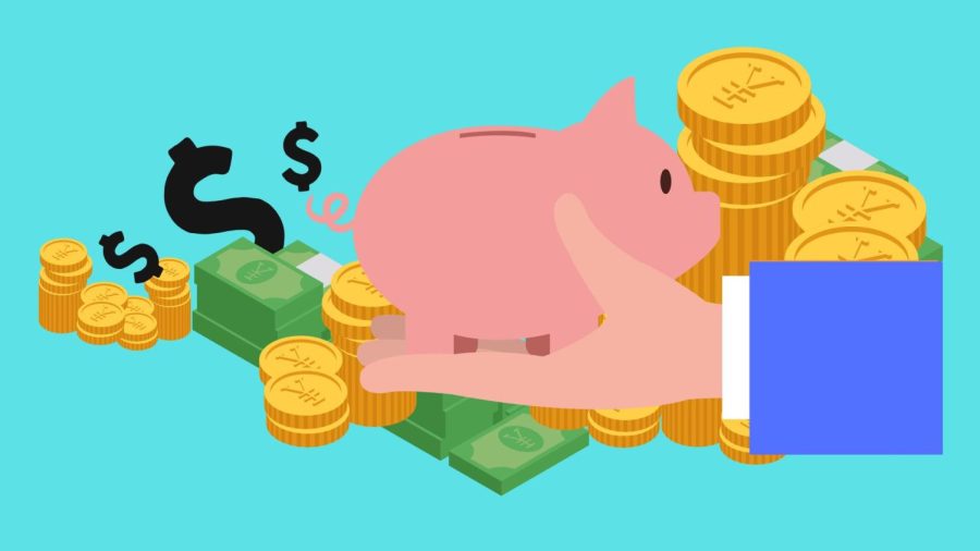 A+graphic+of+a+piggy+bank+with+a+lot+of+money+coming+out+of+it