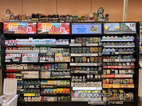 shelves filled with tobaccos