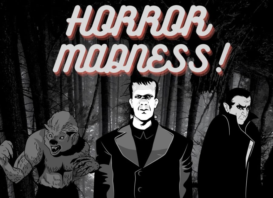graphic+of+horror+madness+go+the+Wolfman%2C+Frankensteins+monster+and+Dracula