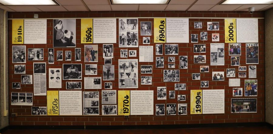 A wall of history is on display at the Cal State LA library on Oct. 
20, 2022. This exhibit is titled, We Are LA: Uncovering 75 Years 
of Legacy.