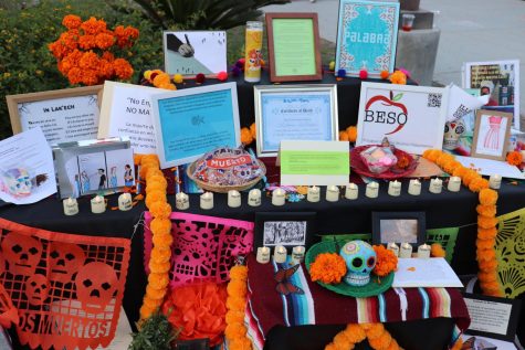 A table/altar of students family members who have passed away