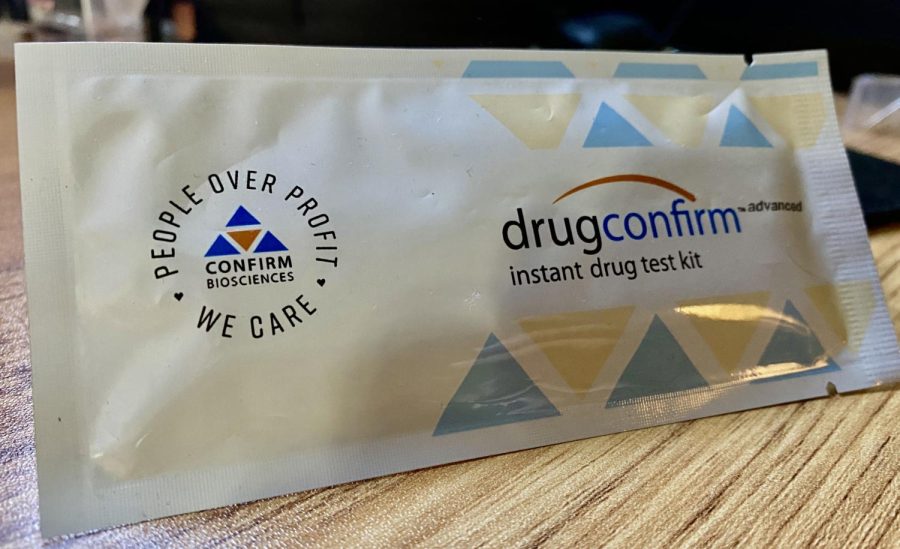 An envelope containing a drug test.