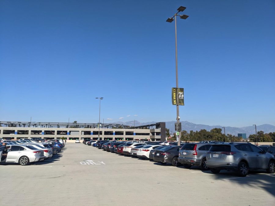 Cars+parked+in+one+of+the+Cal+State+LA+parking+lots.