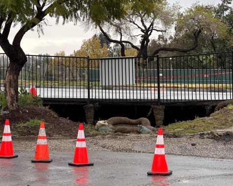A sinkhole on the Cal State LA campus has caused road closures. Students were informed by campus-wide email on Saturday, Feb. 25. Photo by Anthony Aguilar.
