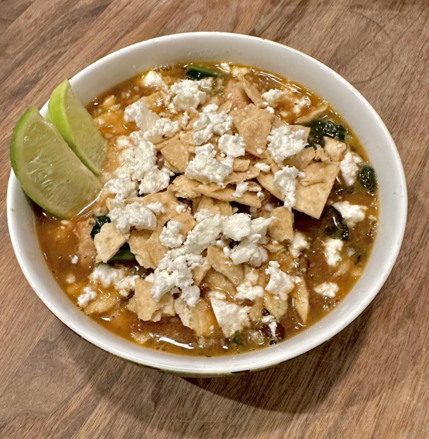 A stew-pendous bowl of Chicken Tomato Tortilla stew, equally full of fiber and flavor. Photo by Skye Connors.