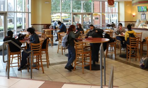 Students eating at the Sbarro on the Cal State LA campus. Photo by Victoria Ivie.
