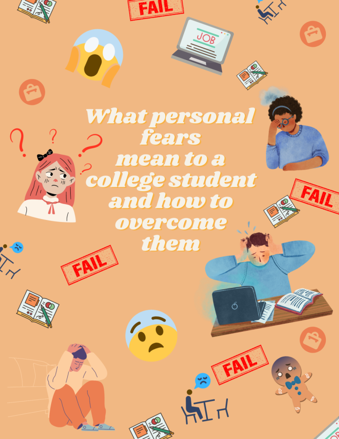What personal fears mean to a college student and how to overcome them. Graphic by Anne To.