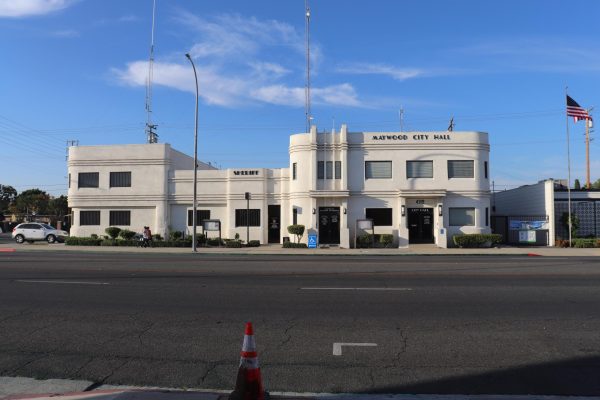 Exterior of the Maywood City Council building on Sept. 27, 2023, in Maywood, California. (Jackson Tammariello)