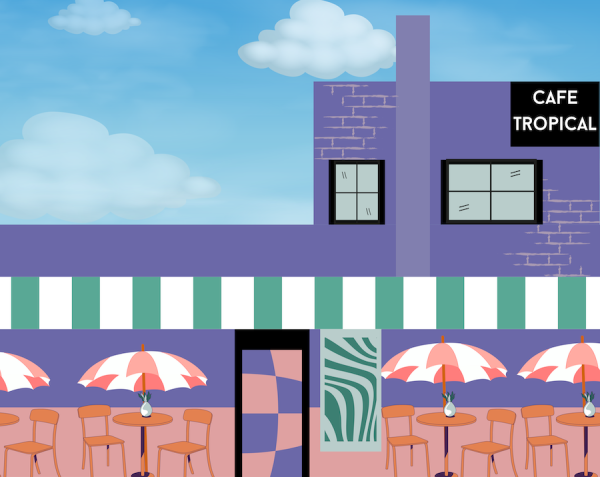 An illustration of Cafe Tropical by UT Community News.