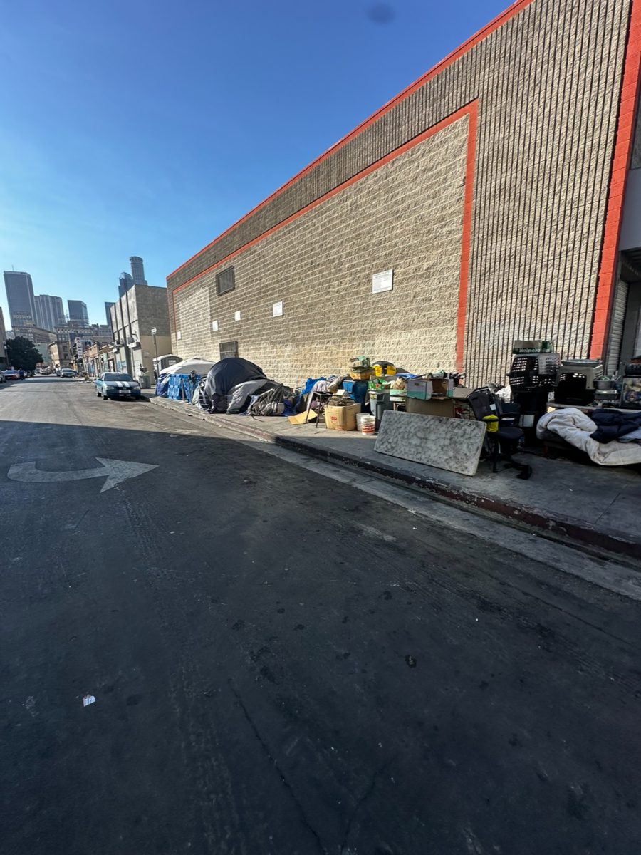 The street has a homeless encampment in downtown Los Angeles.