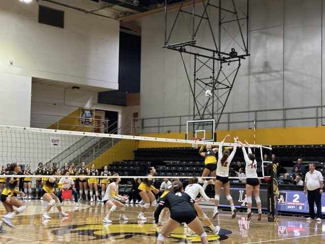 The Golden Eagles jump for the ball against Chico State at University Stadium on Saturday, Oct. 12, 2024. The Eagles won the game 3-0 after suffering defeat from Stanislaus State the previous day. 