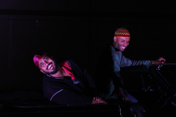 Reginald P. Louis as Rafael (left) and Darian Dauchan as Kenzi share a laugh during a showing of "The Joy Ride" on
Saturday, Sept. 26, 2024.