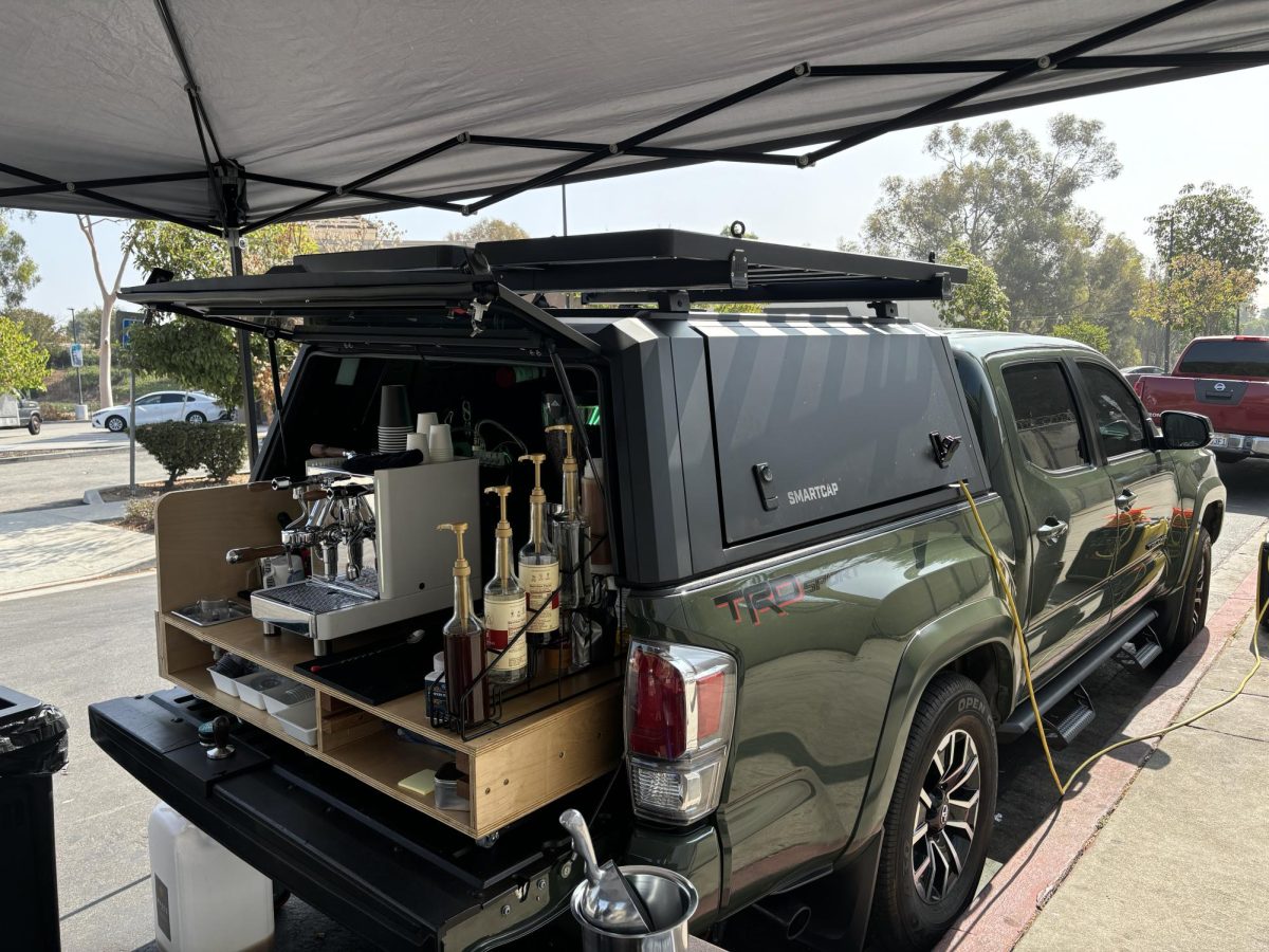 The Delgados’ 2022 Toyota Tacoma Sport operates as the barista station for
Not So Instant Coffee.