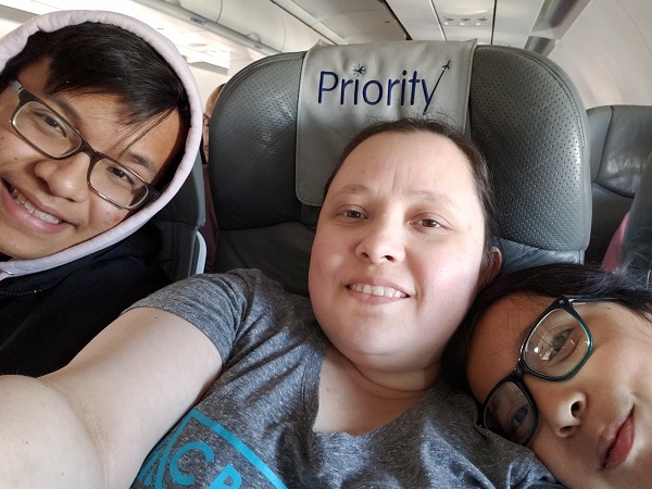 My mother and sister with me on a flight to Mexico in 2018. Photo by Emanuel Martinez.