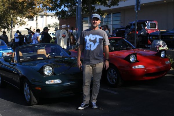 An image of Dave Stone, the founder of @not_ev_altadena and Altadena Cars and Coffee on the car events six-month anniversary on Aug. 30 at the site of a former Rite Aid in Altadena.