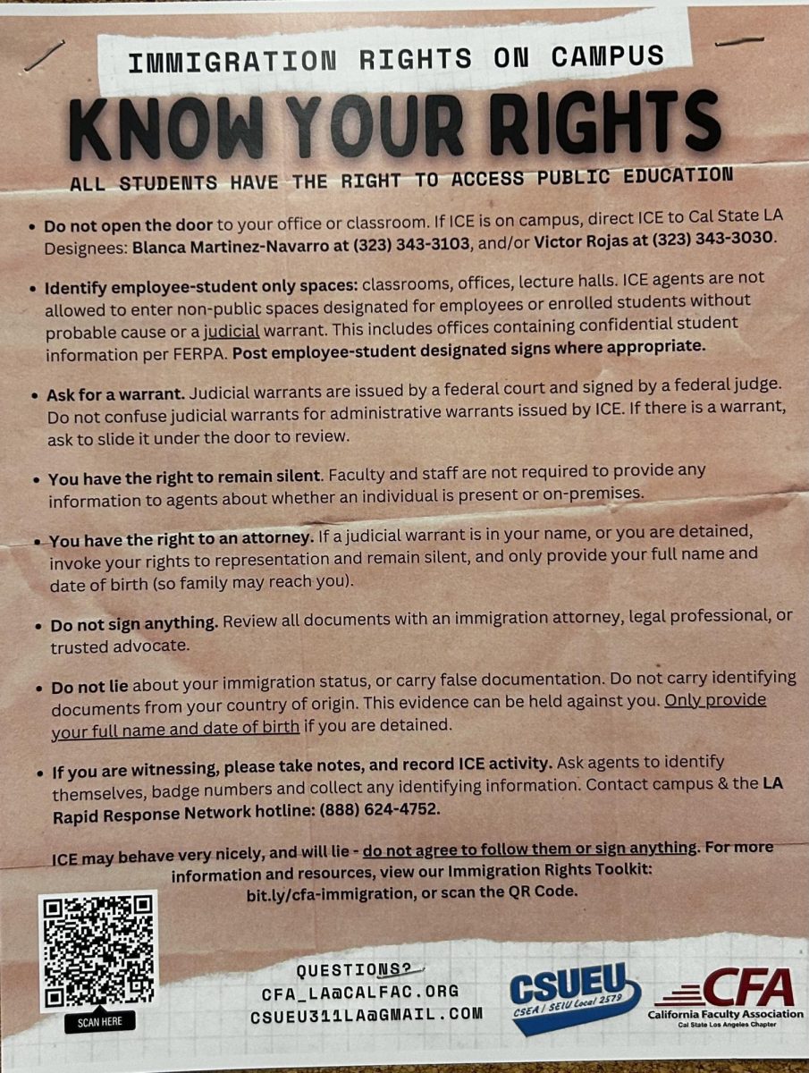 Immigration posters posted around Cal State LA campus on Sept. 20, 2025