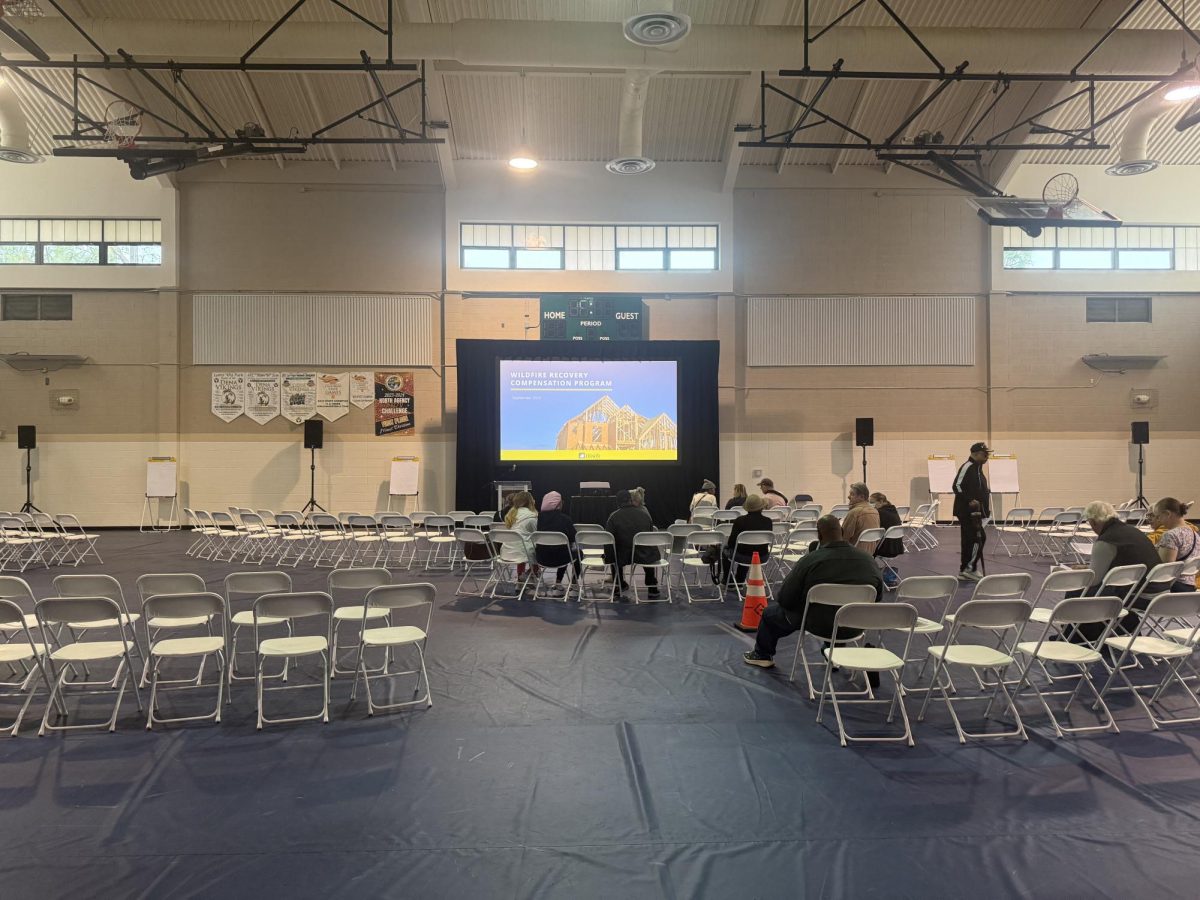 Eaton Fire victims gathered at the Loma Alta Park Gym in Altadena on Sept. 27 2025 to give feedback about Southern California Edison's upcoming Wildfire Recovery Compensation Program. The plan will be released later this fall.