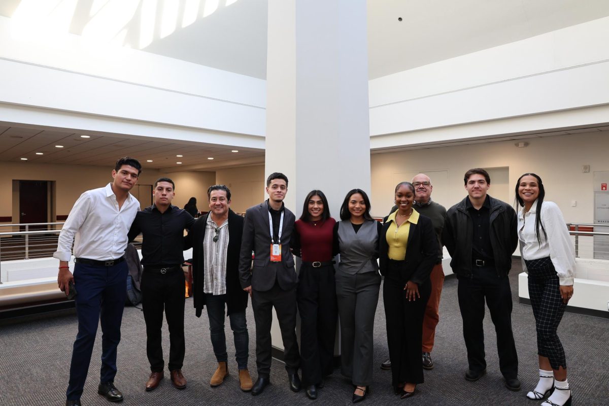 From Left, Cal State LA Diablos Media: Juan Gomez Esparza, Mario Vazquez, Julian Reyes, Steven Lopez, Ashley Romero, Josmary Molina, Sydney Wanguhu, Jorge Carreon, Jordan Rivera, Destiny Durant.