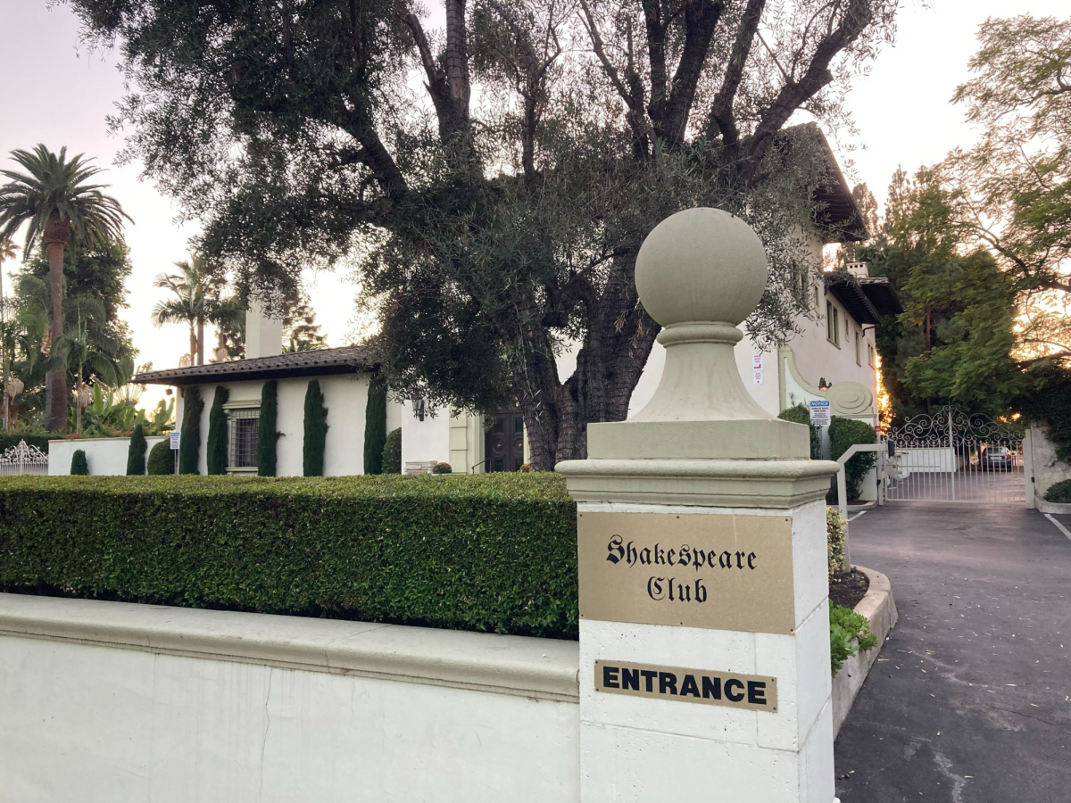 The Shakespeare Club in Pasadena, California, as dusk approaches.