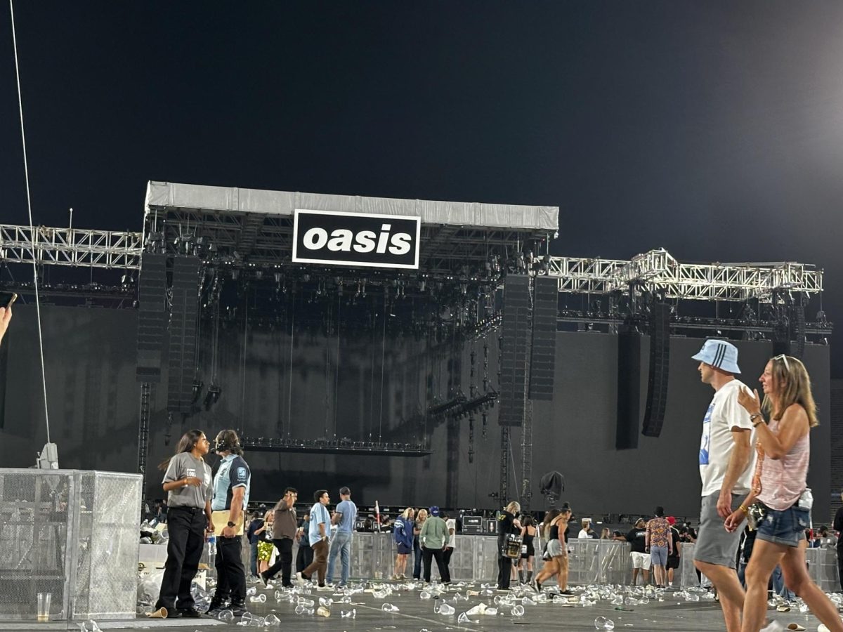 Oasis' stage from their concert at the Rose Bowl.