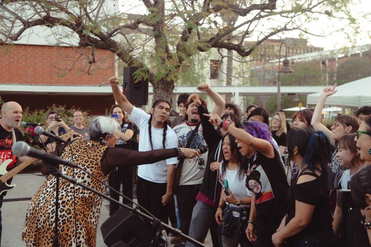 Students and fans packed the music courtyard, moshing, dancing, and singing along as Alice Bag’s set turned campus into a high energy punk show.